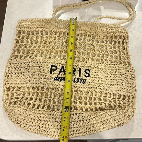 PARIS woven tote bag “Paris depuis 1970” tote bag for beach errands etc NEW - Picture 5 of 5